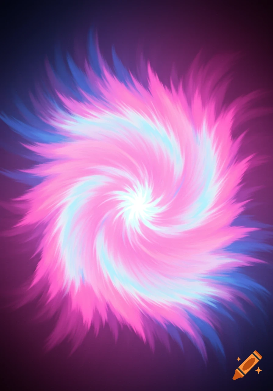 Abstract spiral of pink, blue, and white light.