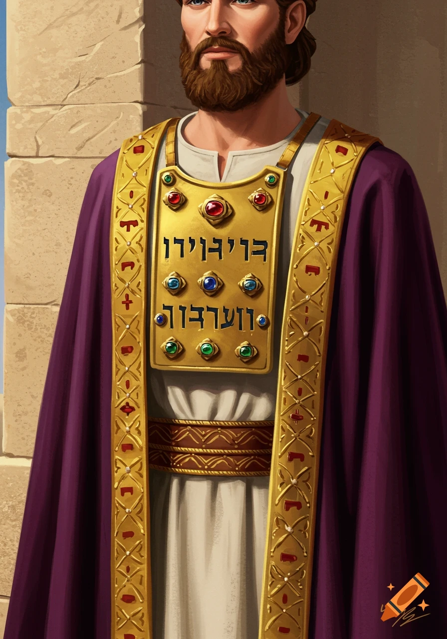 Painting of a man wearing Aaron's High Priest robe and breastplate