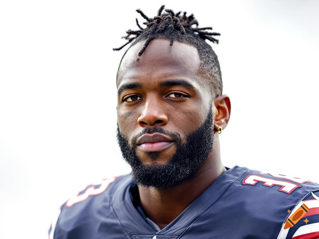 Close-up portrait of an NFL player in a jersey