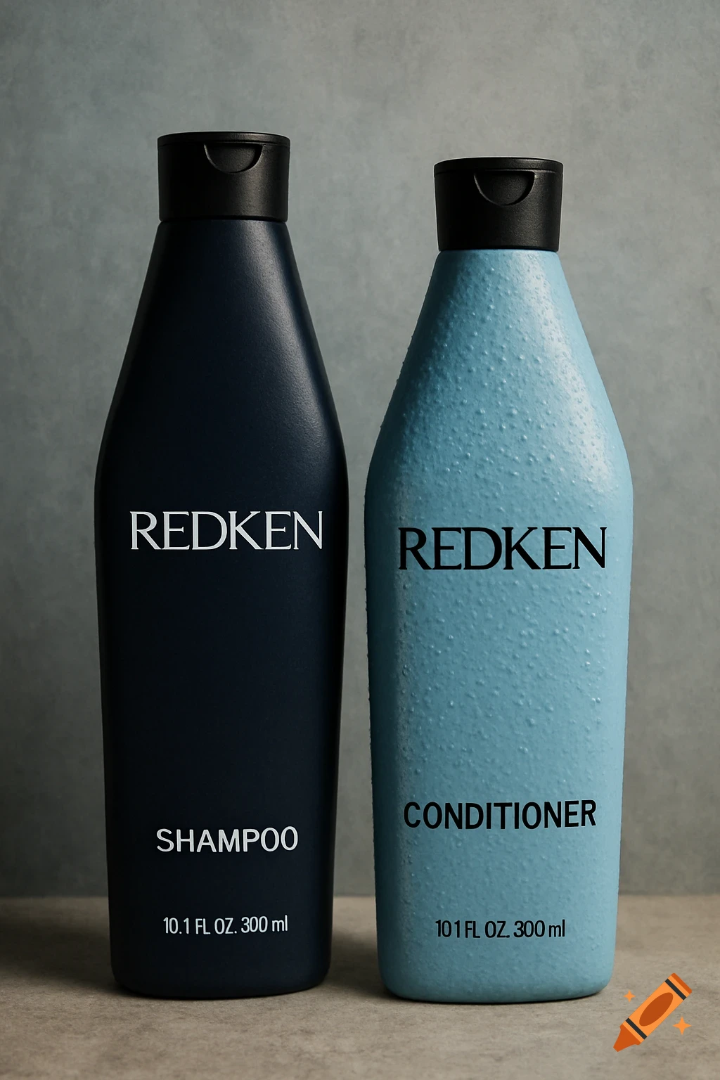 Two bottles of Redken shampoo and conditioner