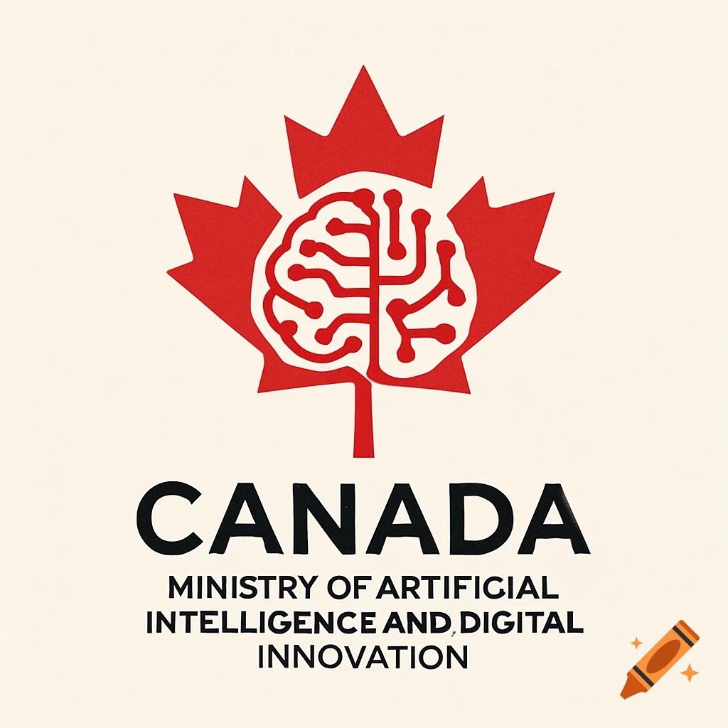 Logo with a red maple leaf containing a circuit board brain and text "CANADA MINISTRY OF ARTIFICIAL INTELLIGENCE AND DIGITAL INNOVATION".