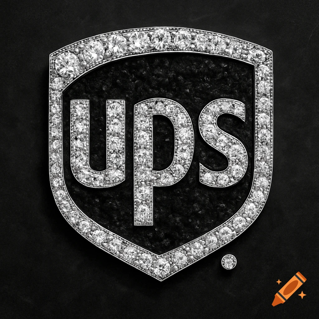 Black and white diamond encrusted UPS logo