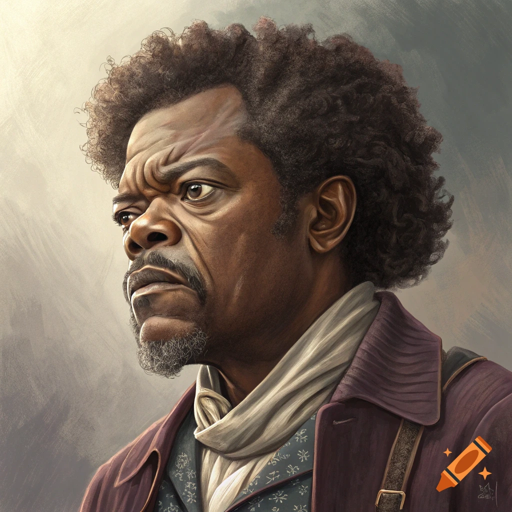 Painterly portrait of a man resembling Samuel L. Jackson. on