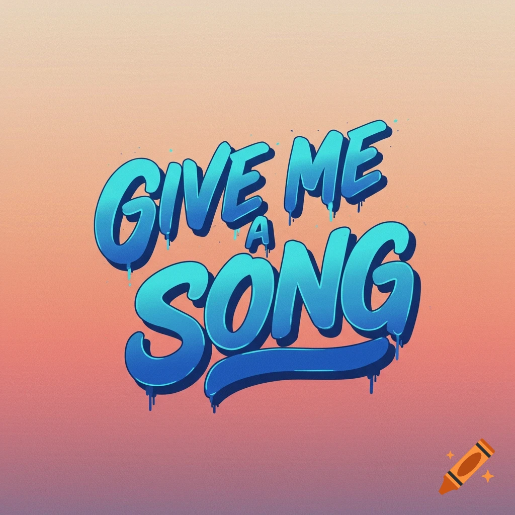 The words GIVE ME A SONG in stylized blue dripping letters on a gradient background.