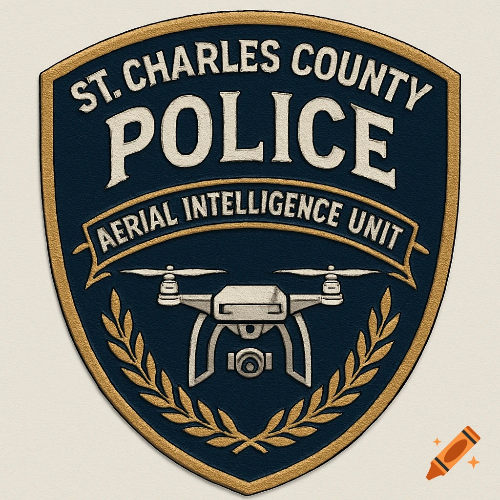 Police patch emblem for Aerial Intelligence Unit with a drone.