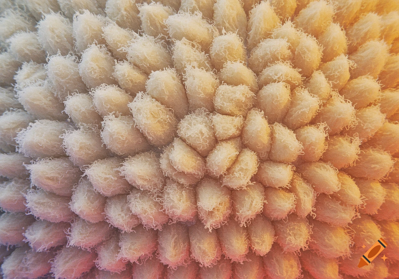 Close-up texture of many fluffy, cream-colored shapes.