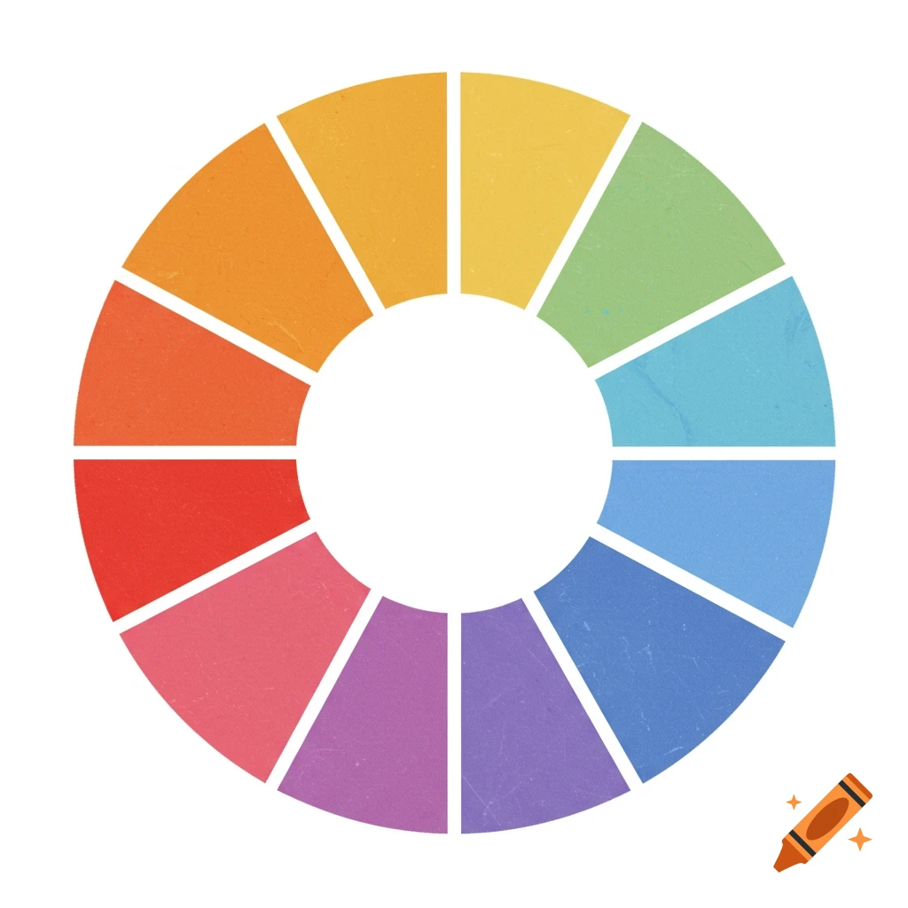 A segmented color wheel with various colors.