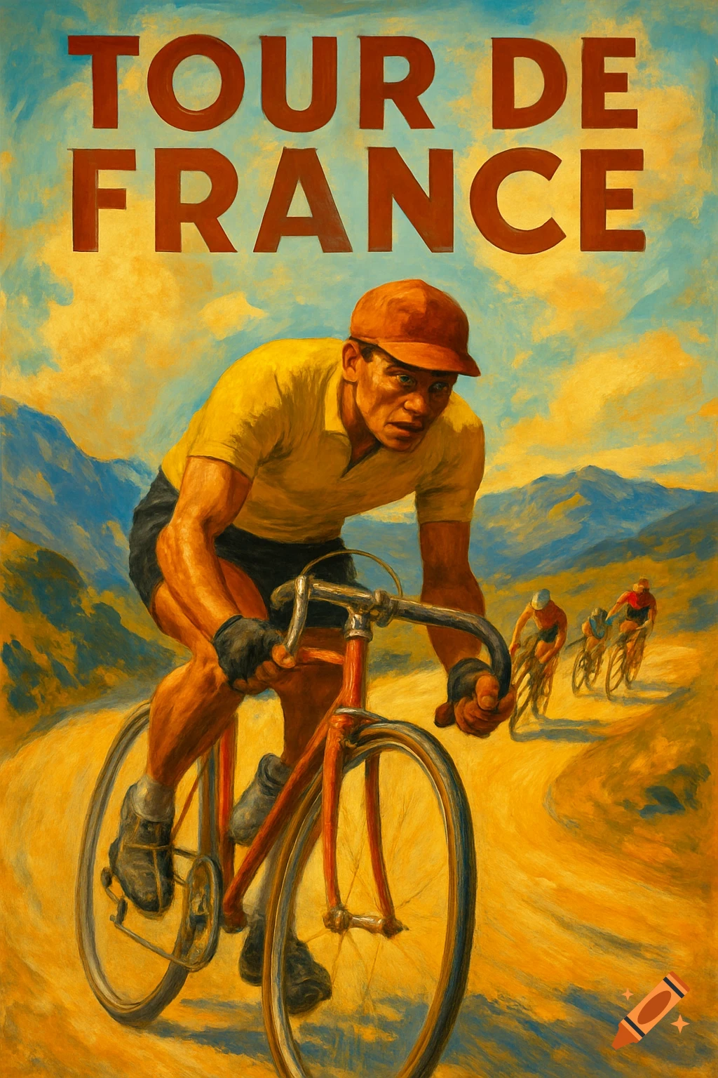 Poster of a cyclist in the Tour de France race.