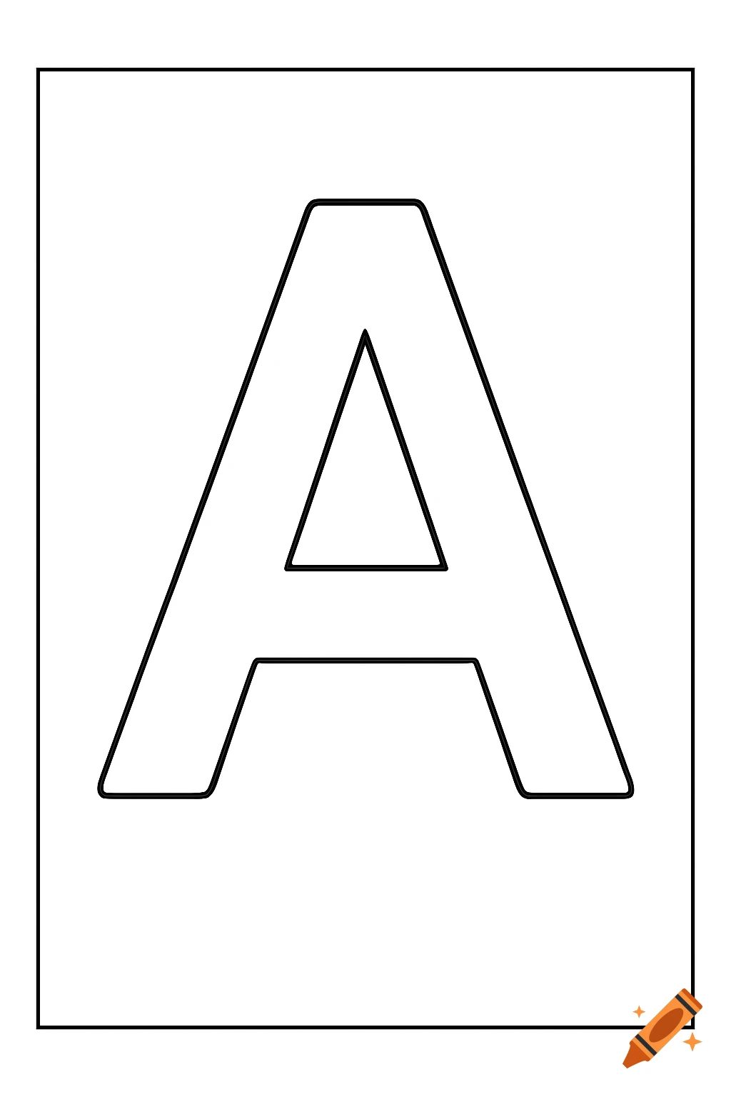 Black outline of the capital letter A on a white background, suitable for coloring.