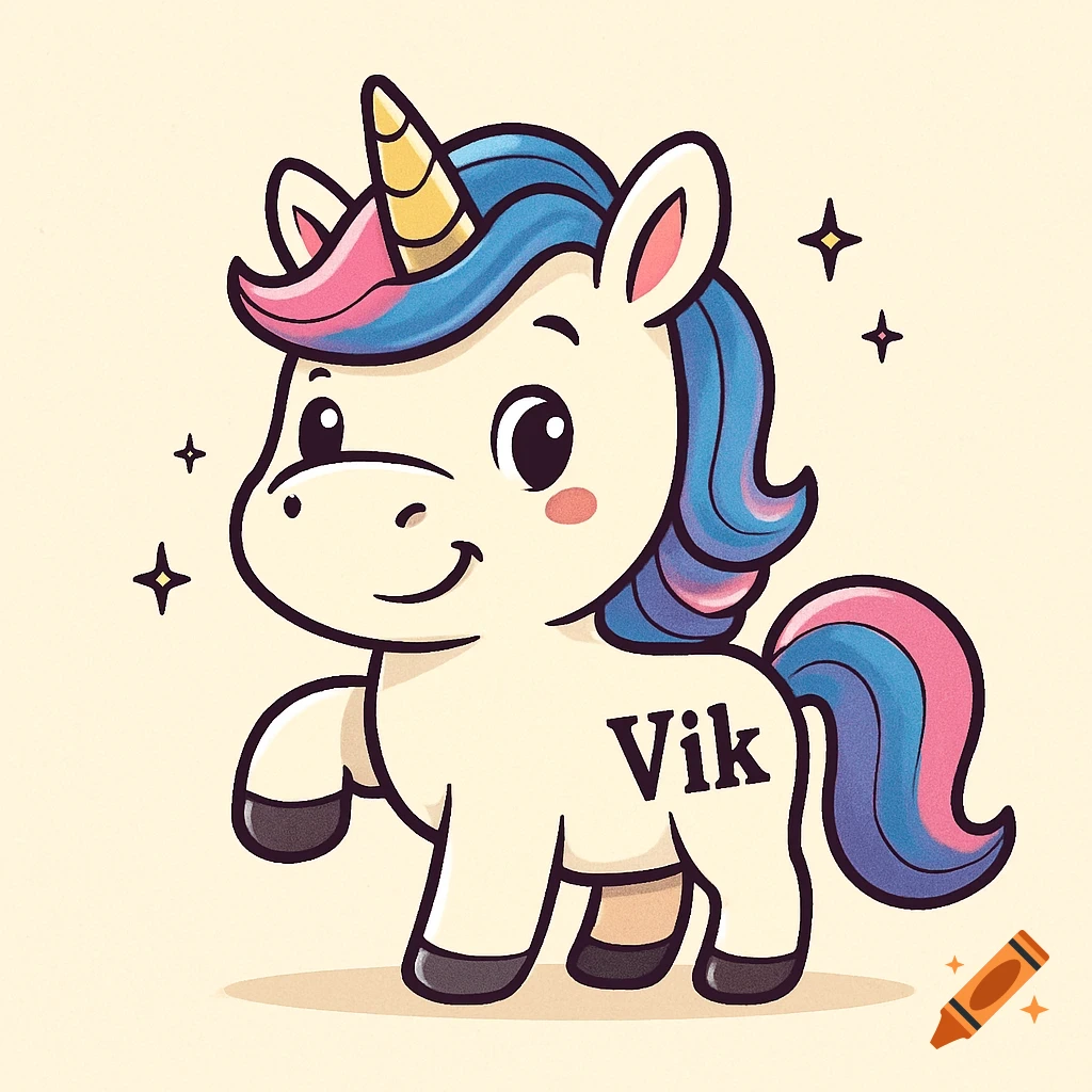 Cartoon unicorn with a tattoo