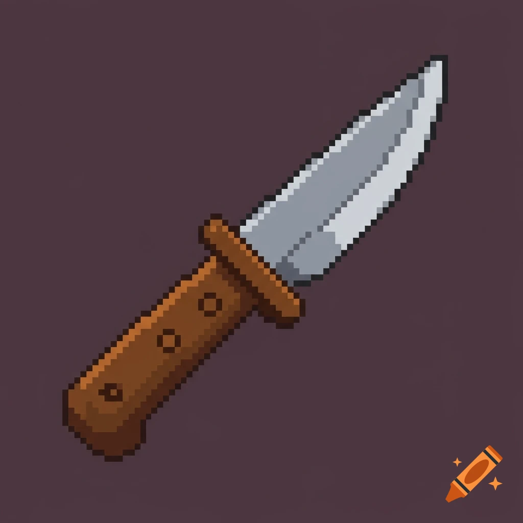 Pixel art illustration of a knife.