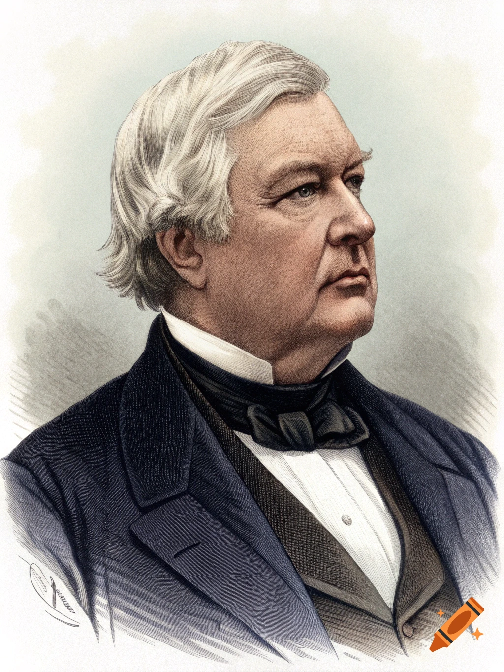 Engraved illustration portrait of Millard Fillmore