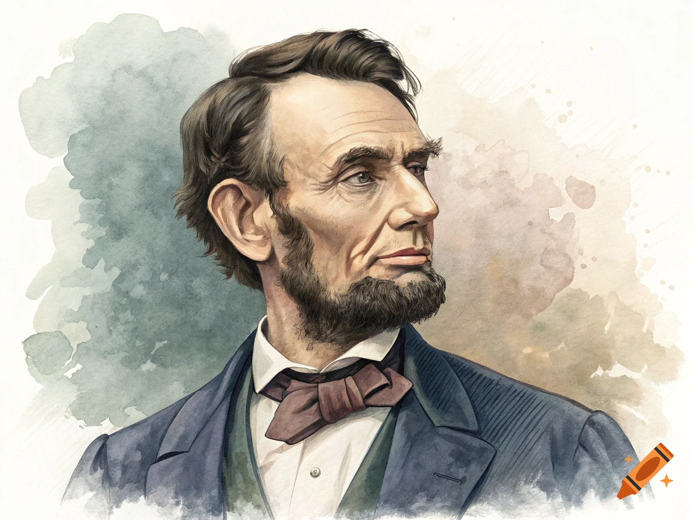 Watercolor portrait of Abraham Lincoln