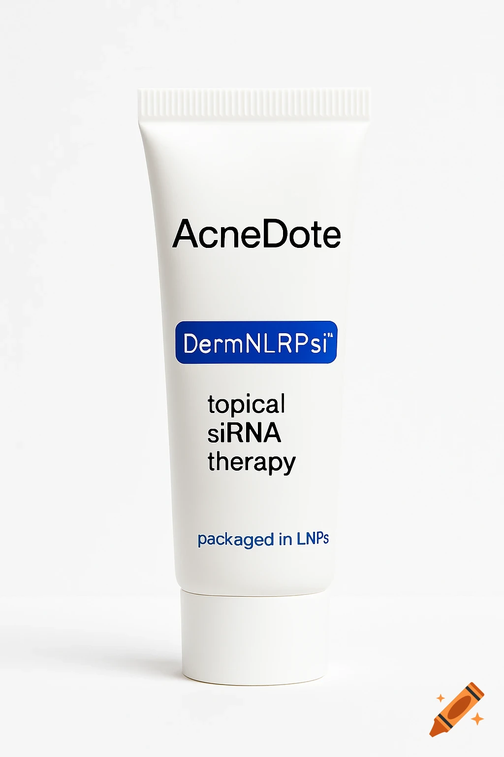 White tube of AcneDote cream with blue accents on a white background.