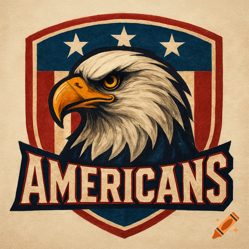 Stylized logo of a bald eagle on an American flag shield with the text AMERICANS