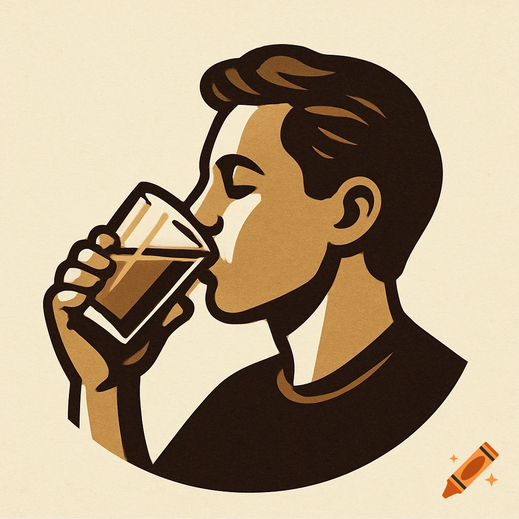Profile illustration of a person drinking from a glass.