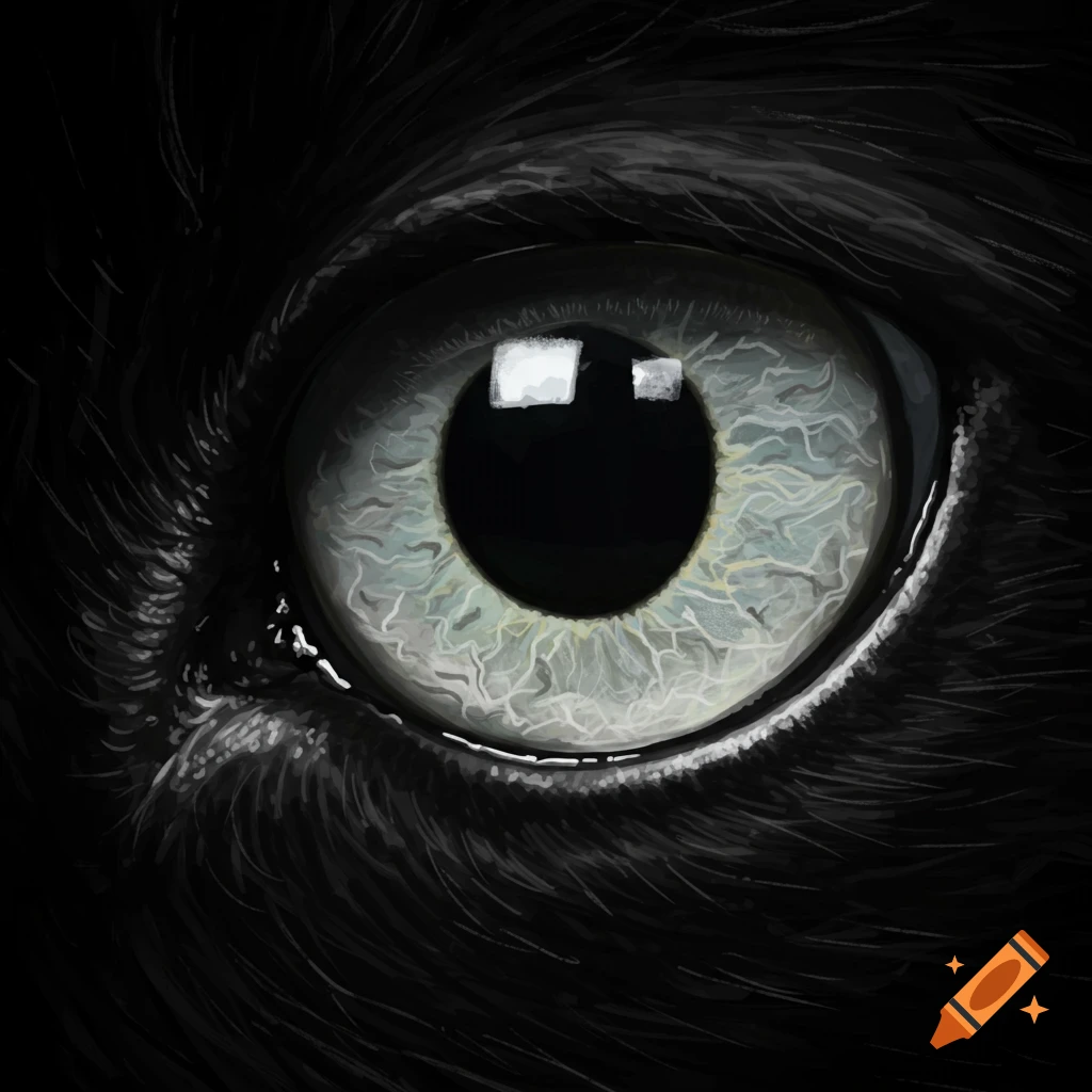 A close-up illustration of a cat's eye.