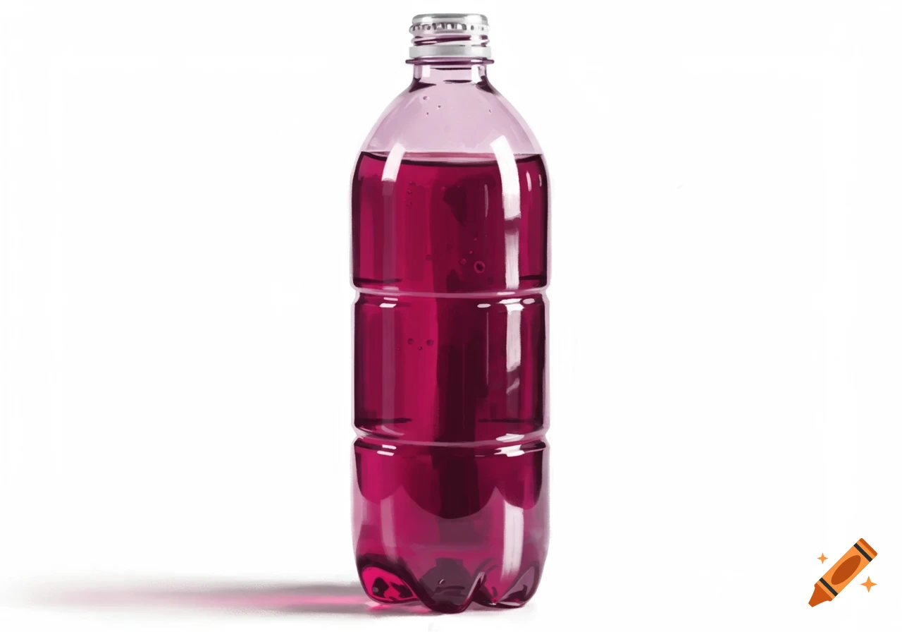A bottle filled with dark red liquid, isolated on a white background.