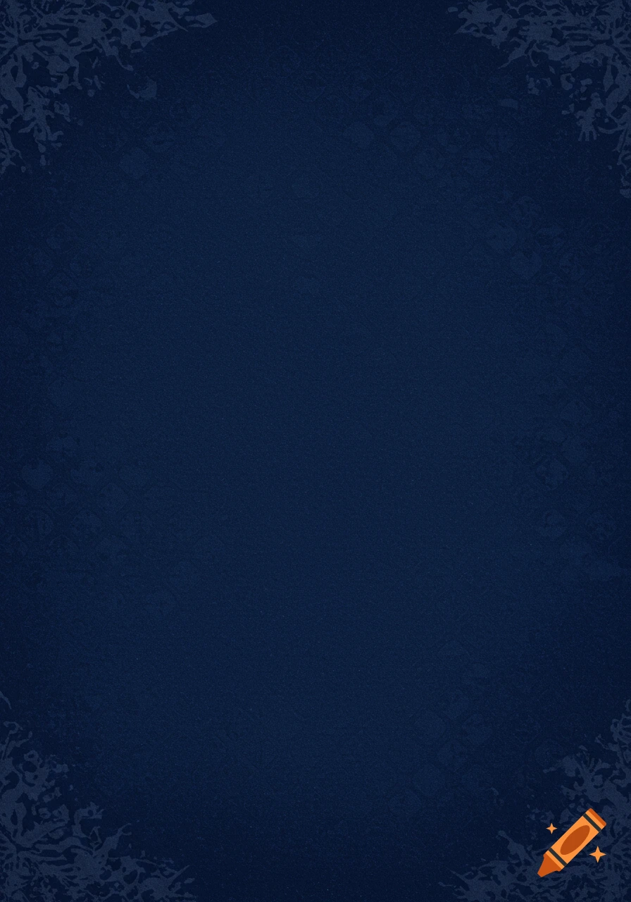 Dark navy blue background with faint patterned corners.