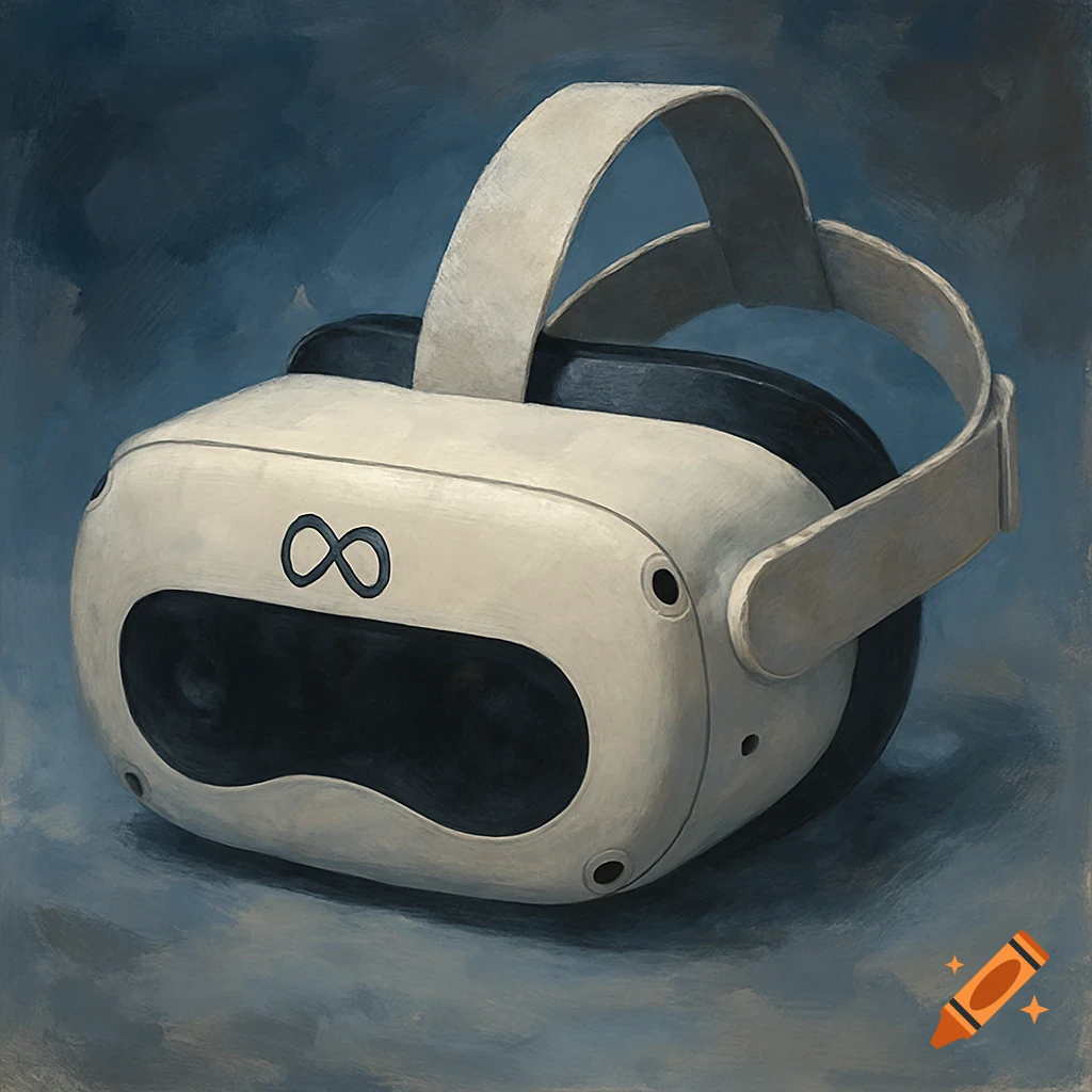 A painting of a white virtual reality headset
