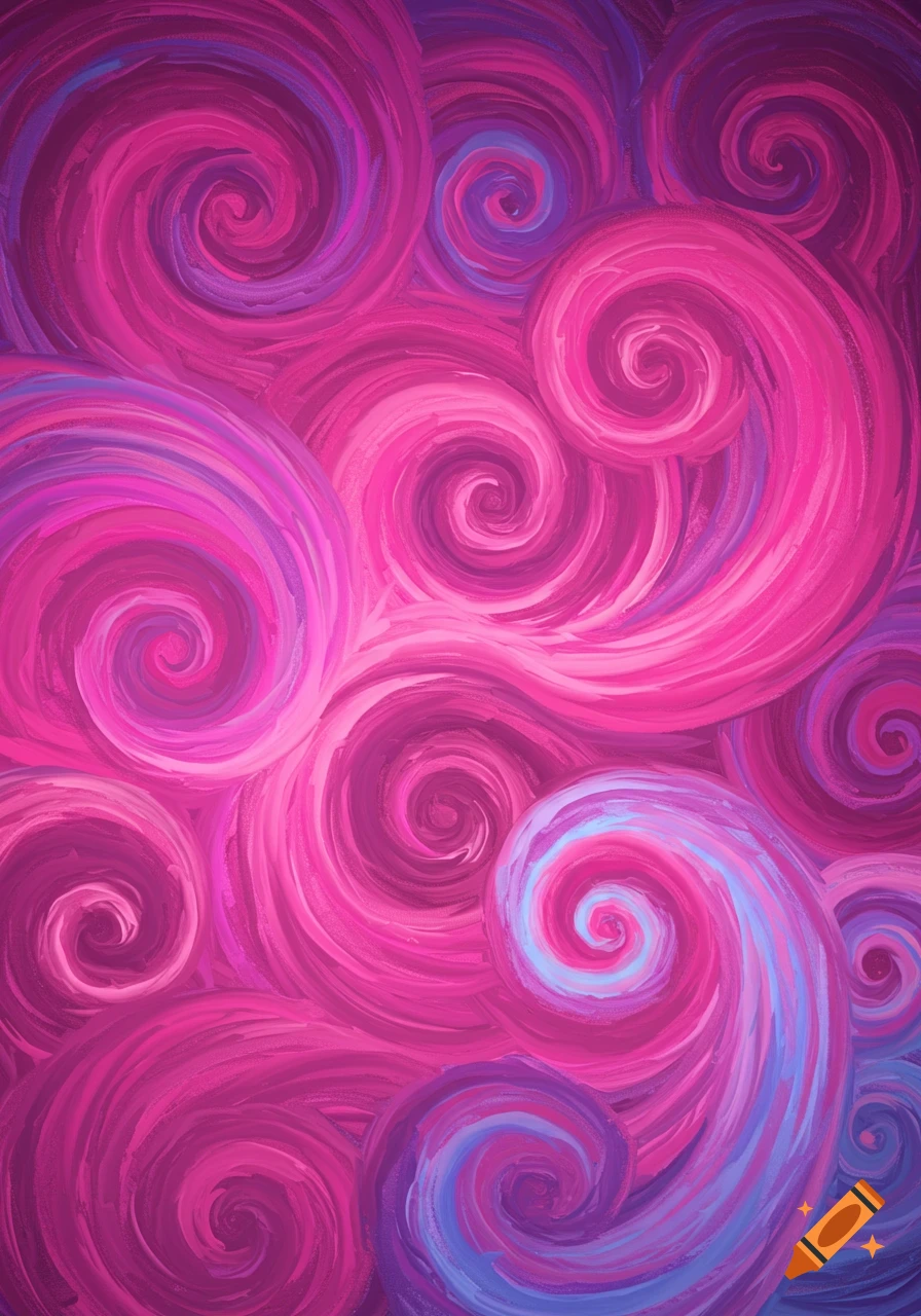 Abstract painting of swirling brushstrokes in vibrant pink, purple, and blue colors.
