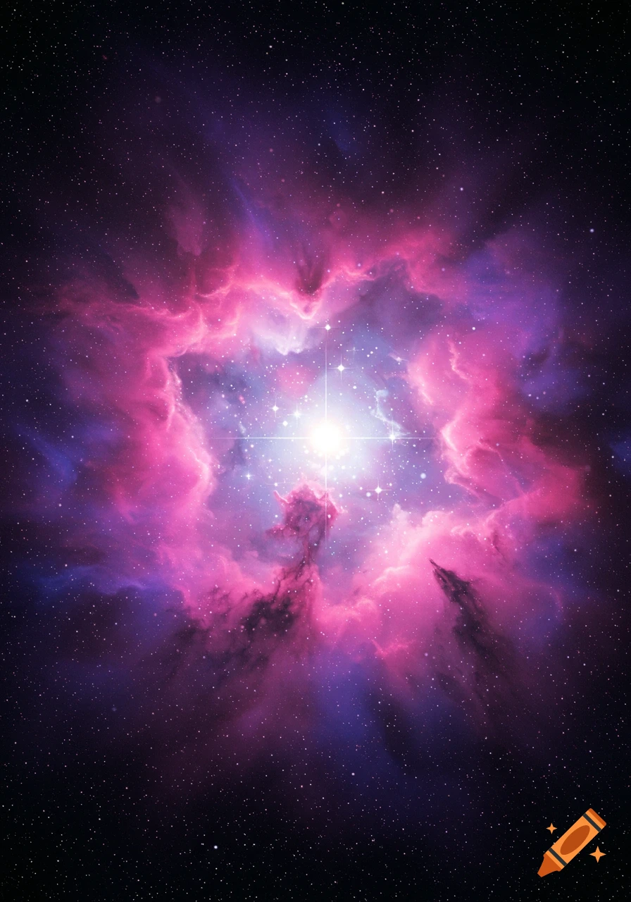 Colorful stellar nebula in space resembling a heart shape.