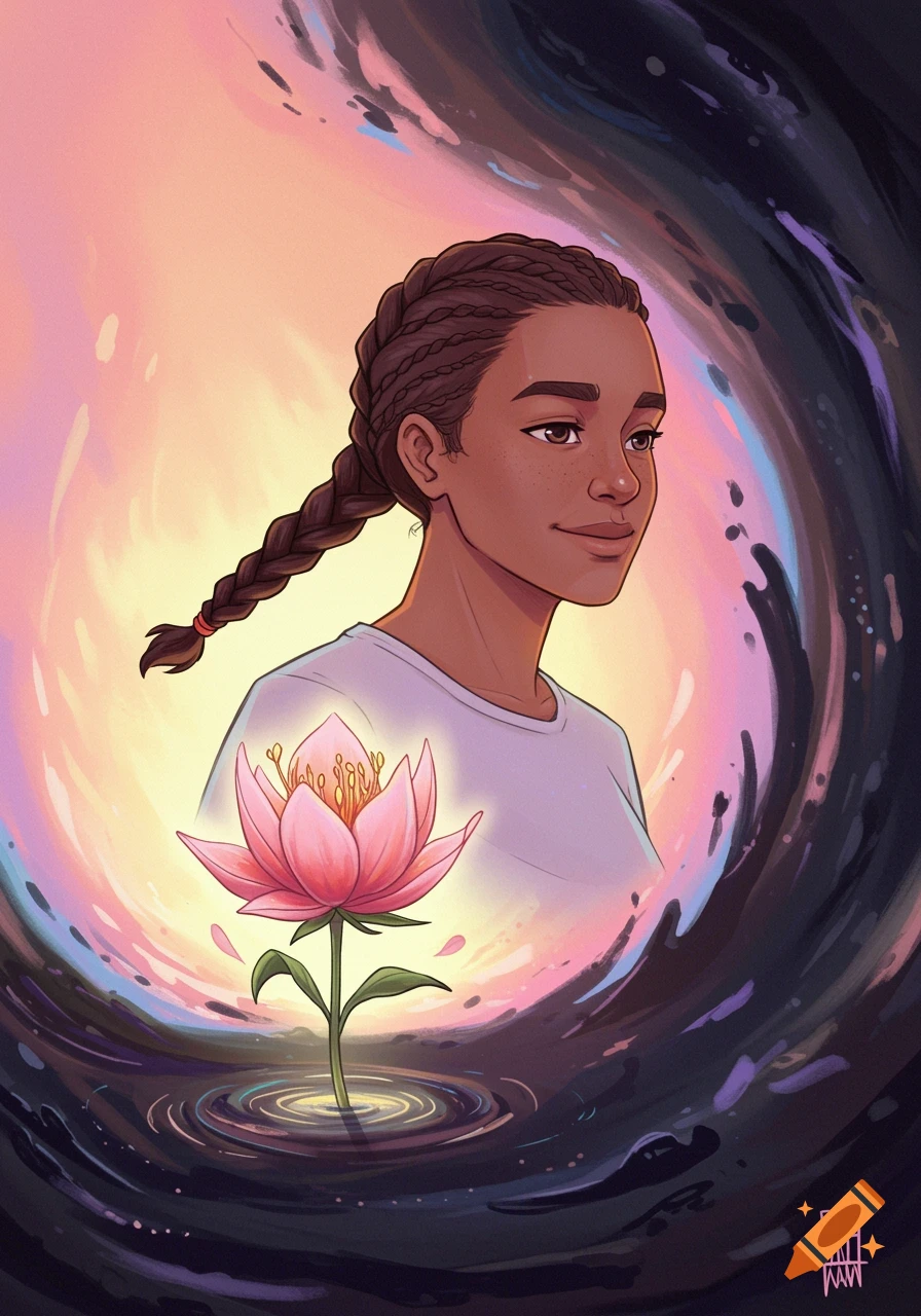 Digital Illustration Of A Young Woman With Braided Hair Smiling digital-illustration-of-a-young-woman-with-braided-hair-smiling