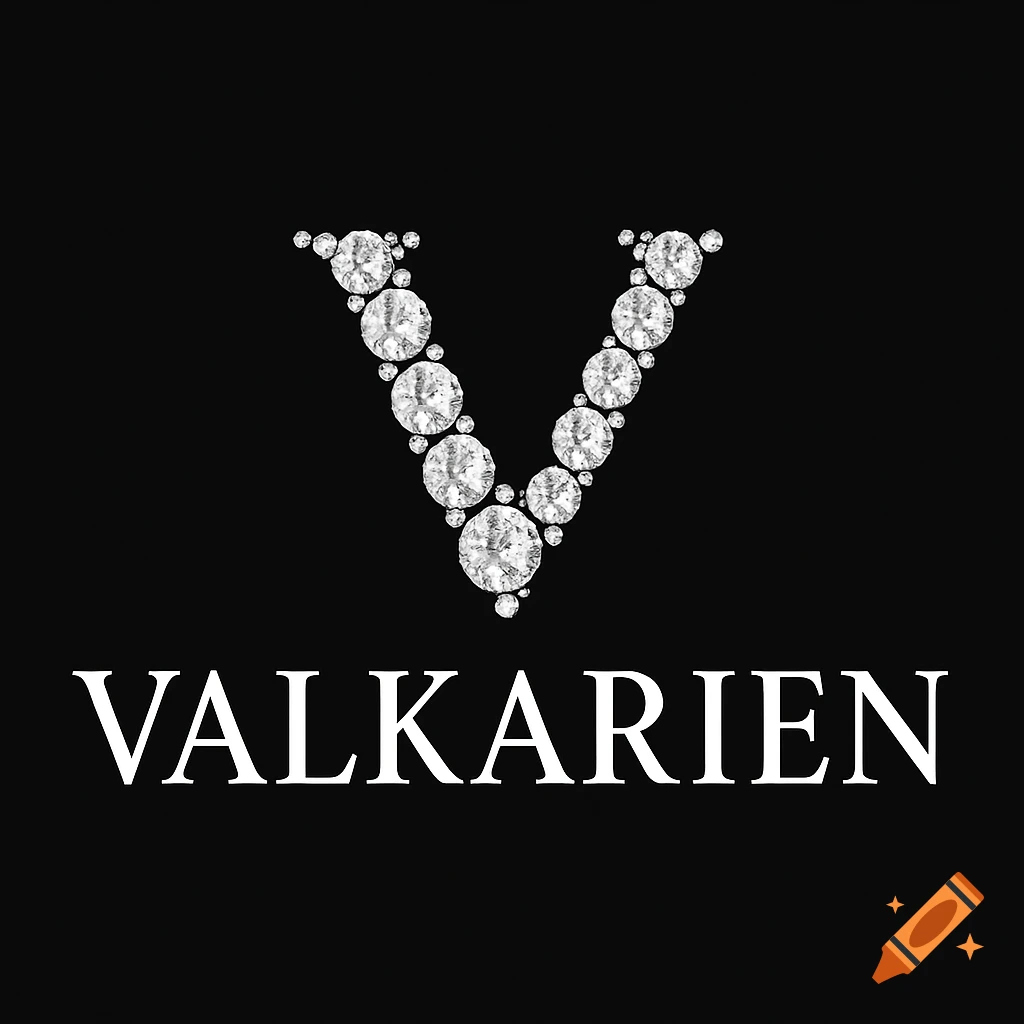 Logo with a diamond V above the text VALKARIEN