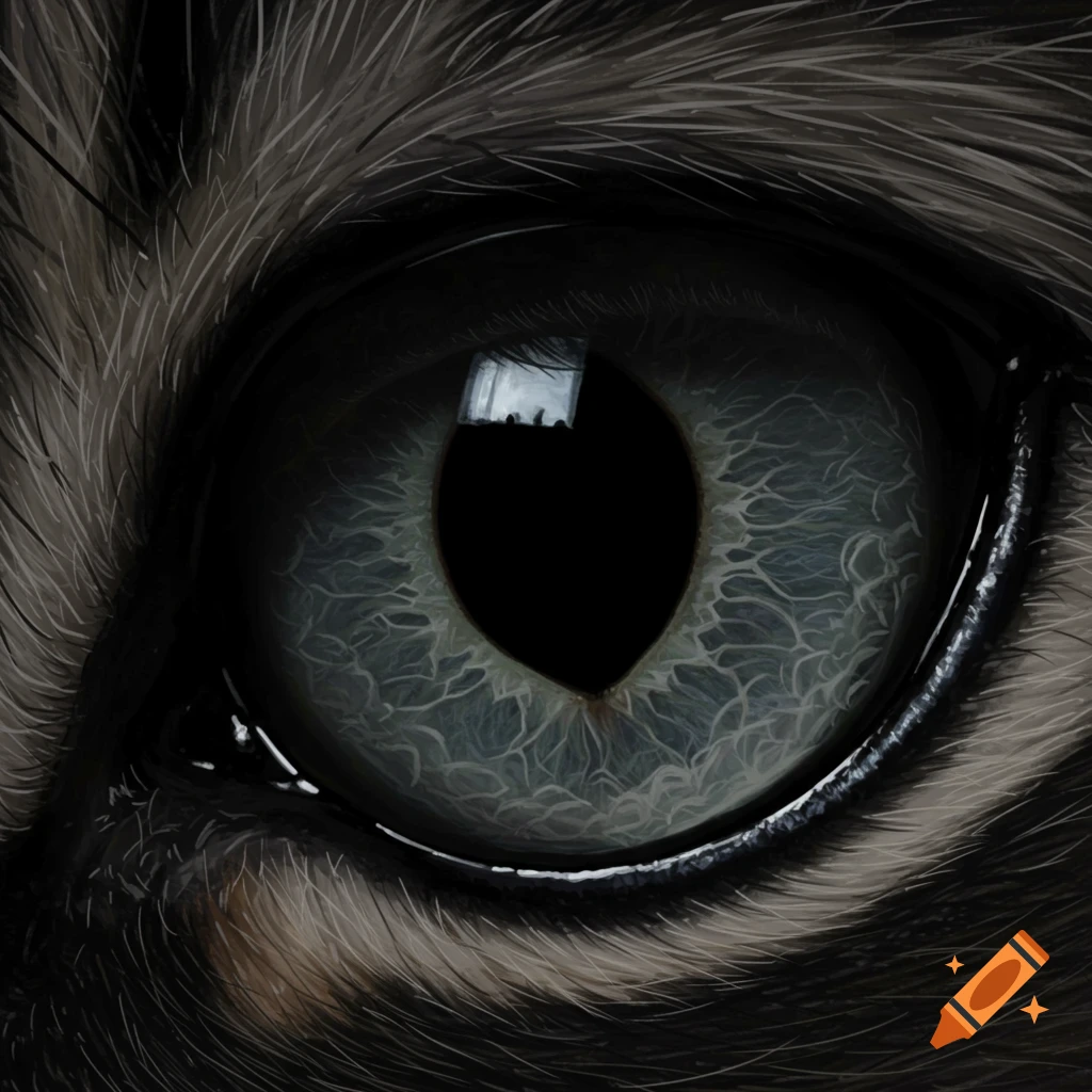Close-up of a detailed cat eye with fur.