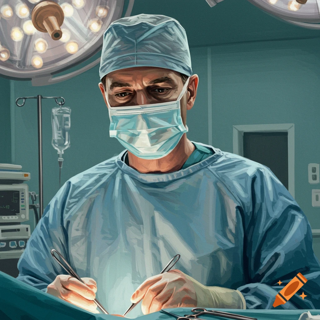 Surgeon operating in a sterile operating room