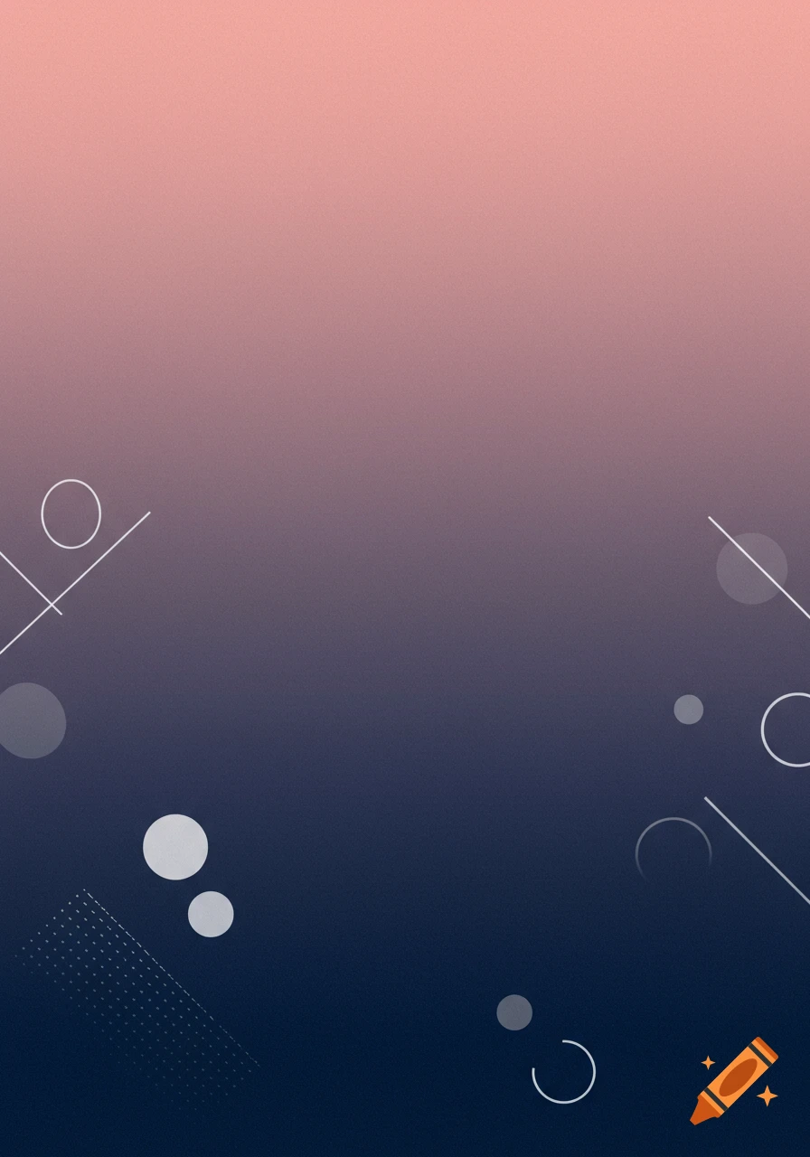 An abstract background with a pink to blue gradient and geometric shapes like circles, lines, and dots.