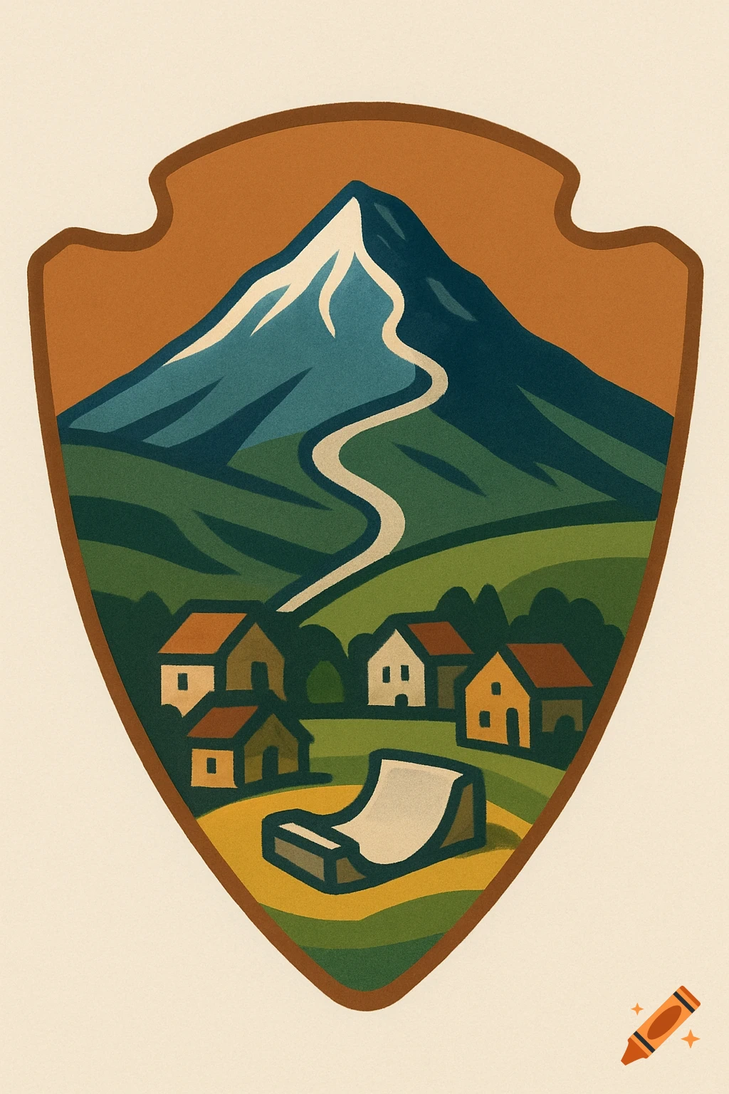 A stylized logo in the National Park Service style featuring a mountain ...