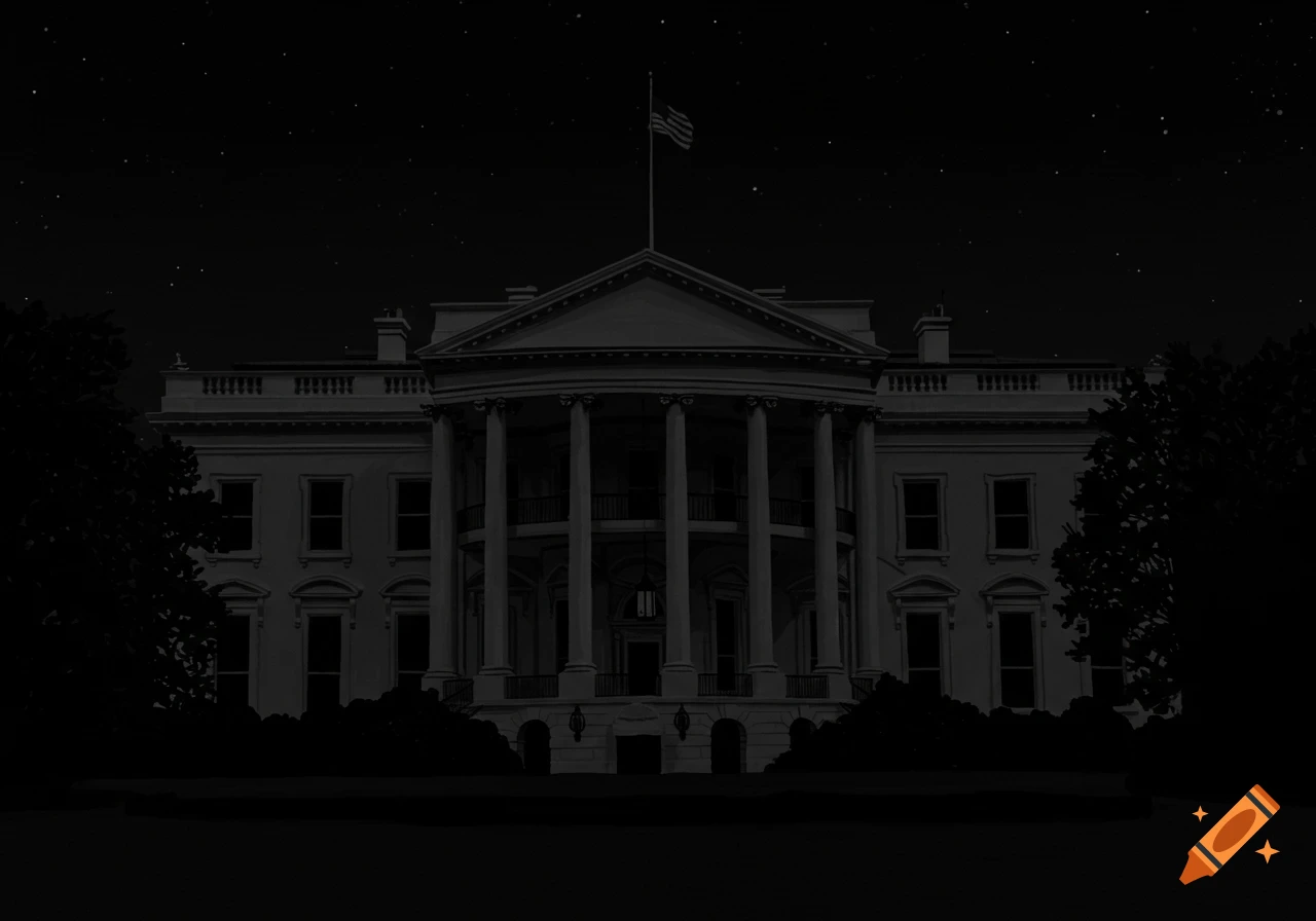 Stylized illustration of the White House at night