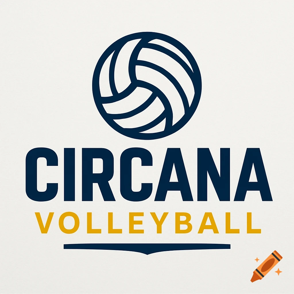 Logo with a dark blue volleyball graphic above the text "CIRCANA" in dark blue and "VOLLEYBALL" in gold.