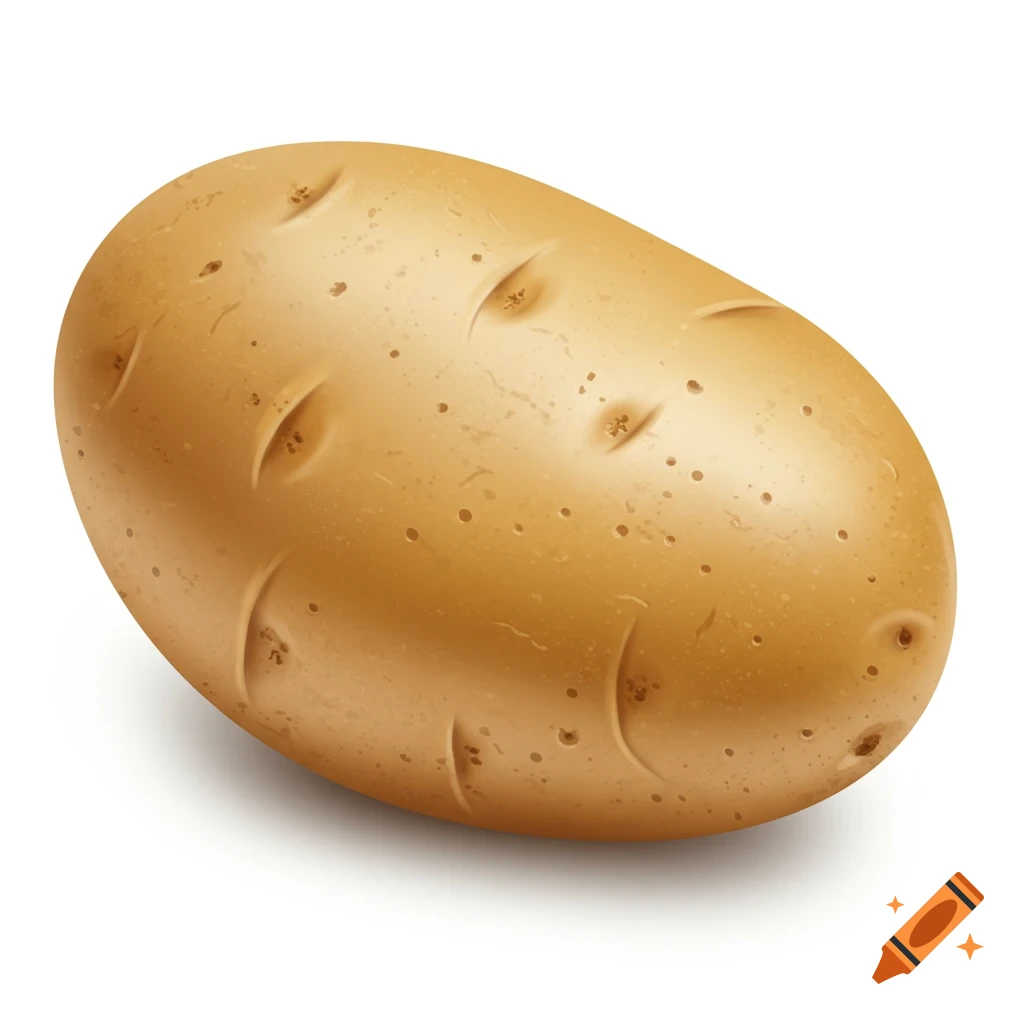 A single realistic potato with eyes on a white background.