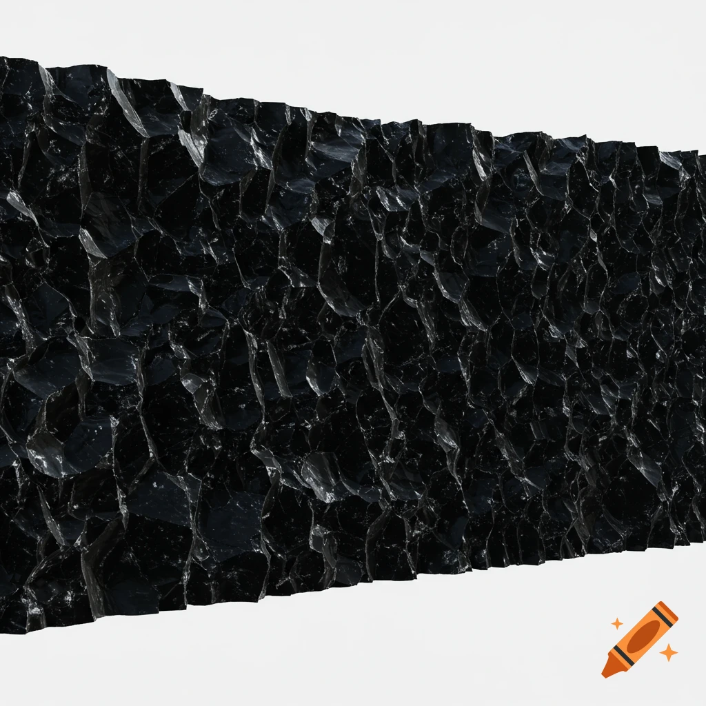 A textured black wall made of obsidian.