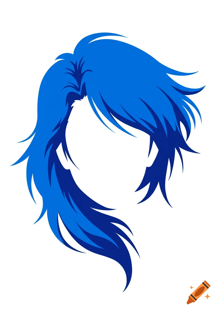 Stylized illustration of bright blue anime hair