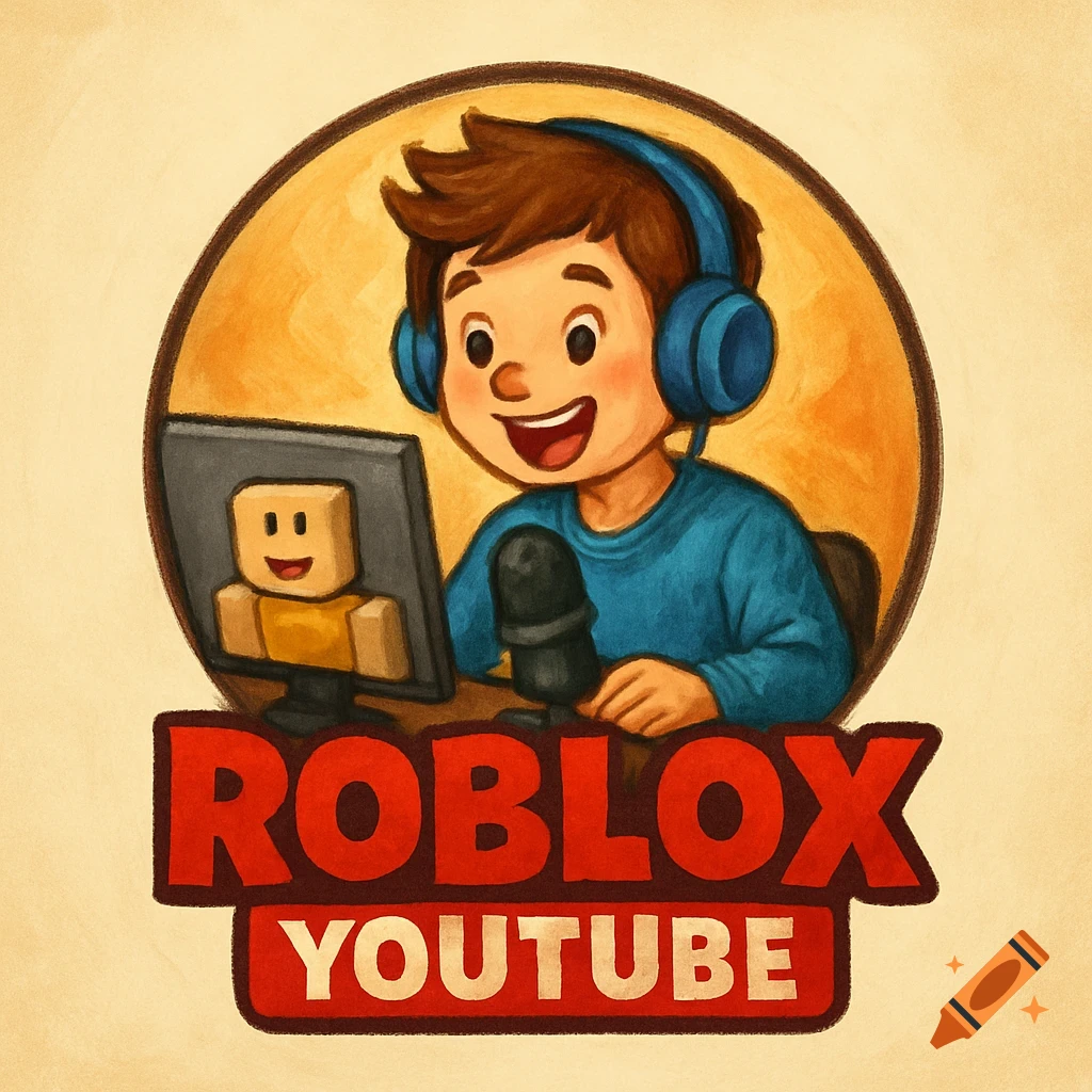 Illustration of a boy with headphones gaming Roblox on YouTube.