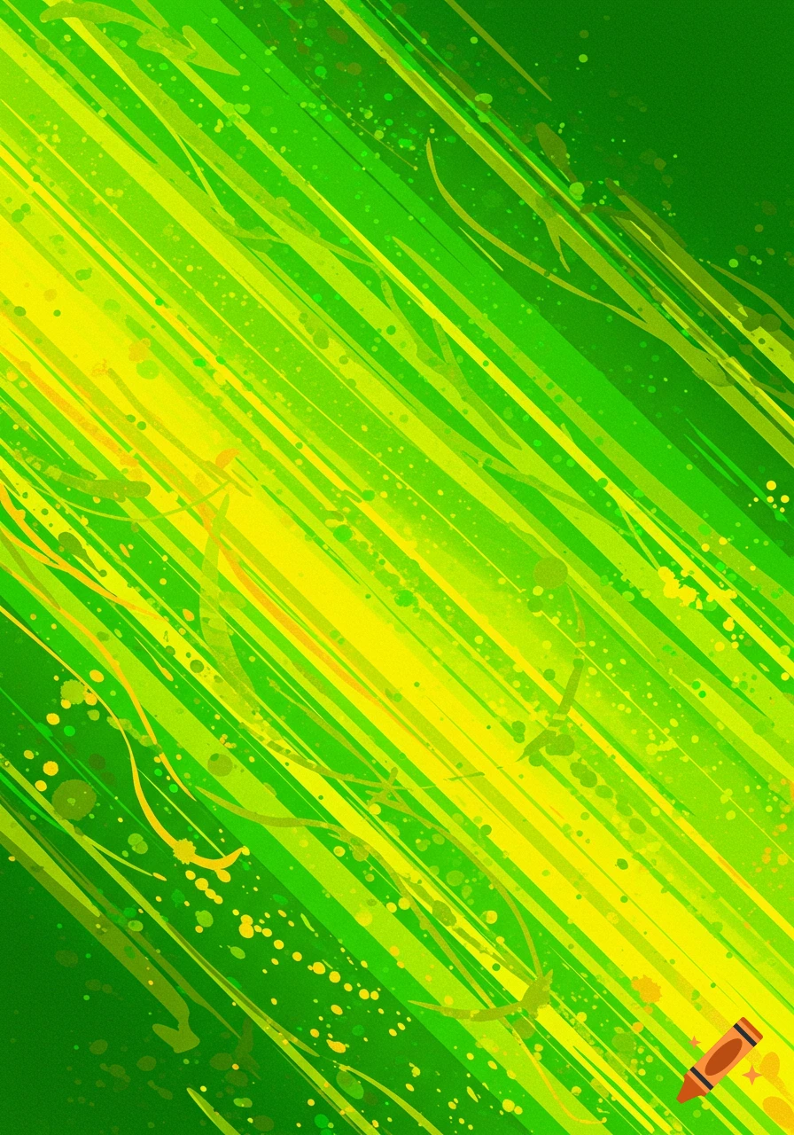 Abstract green and yellow background with diagonal lines and speckles.