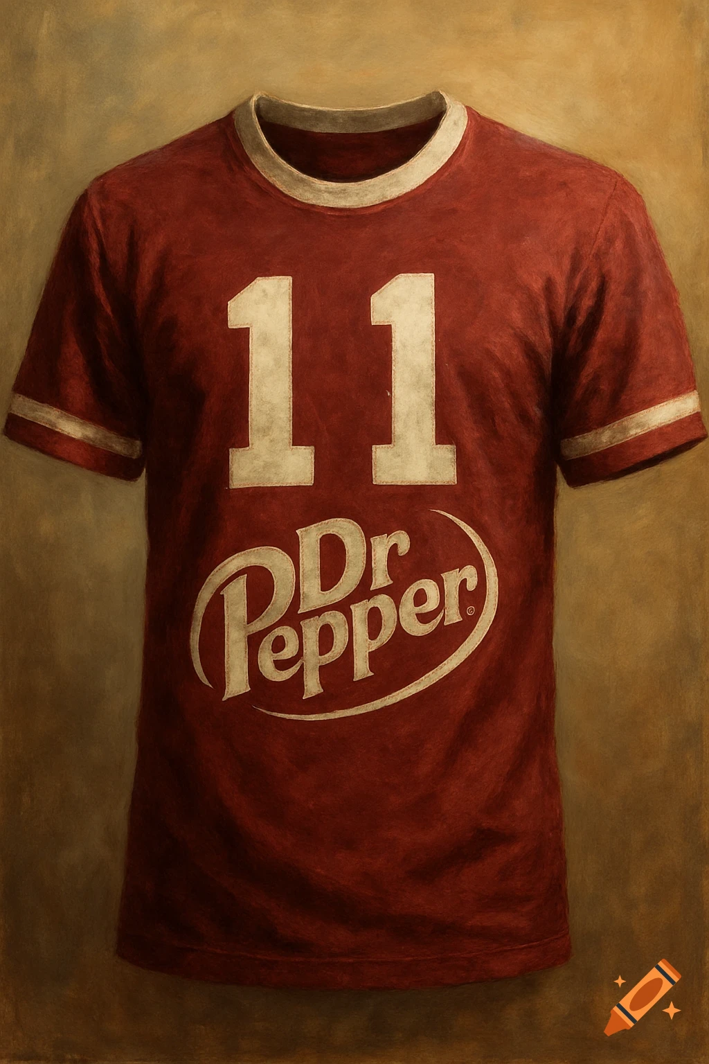 A red football shirt with the number 11 and the Dr Pepper logo in a painted style.