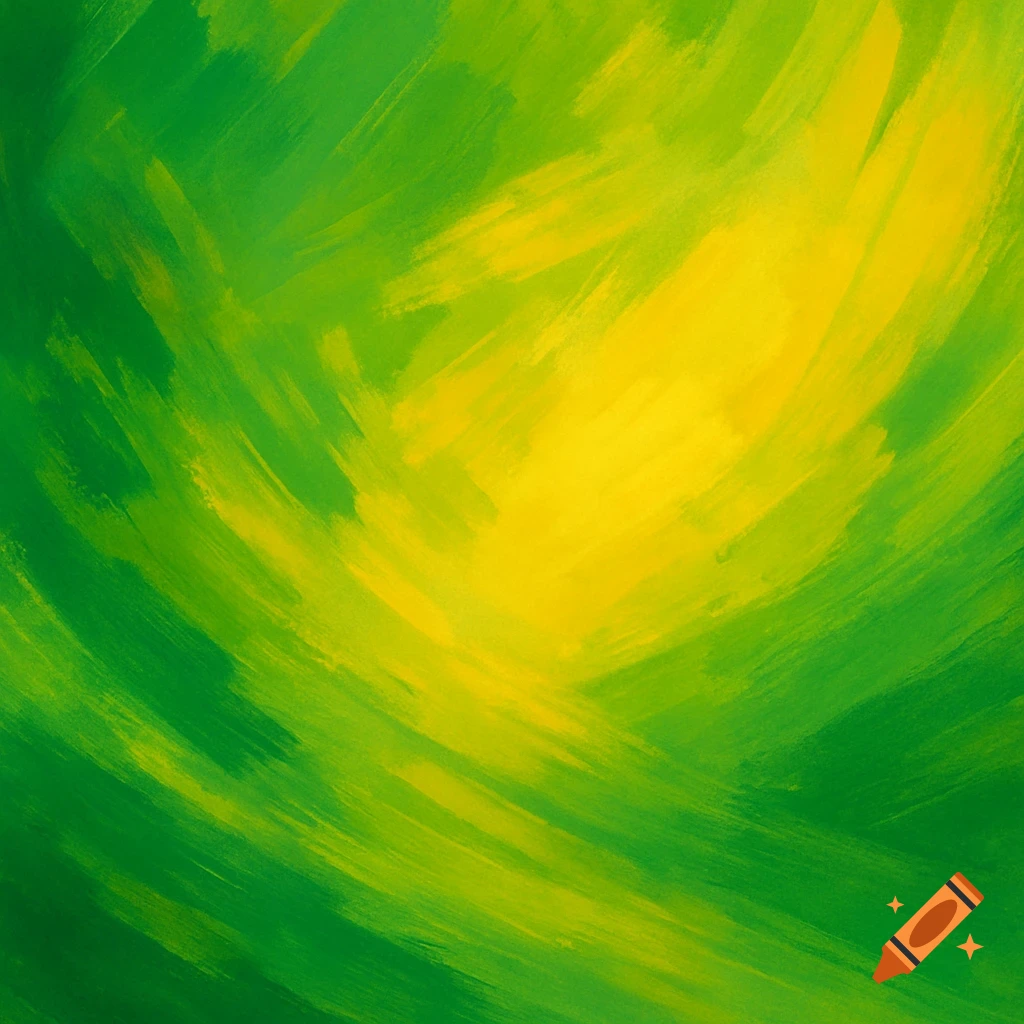 Abstract background with green and yellow brush strokes.