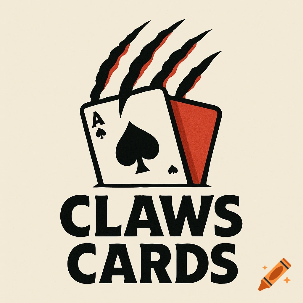 Graphic logo of a hand with claws tearing through playing cards above the text 'CLAWS CARDS'.