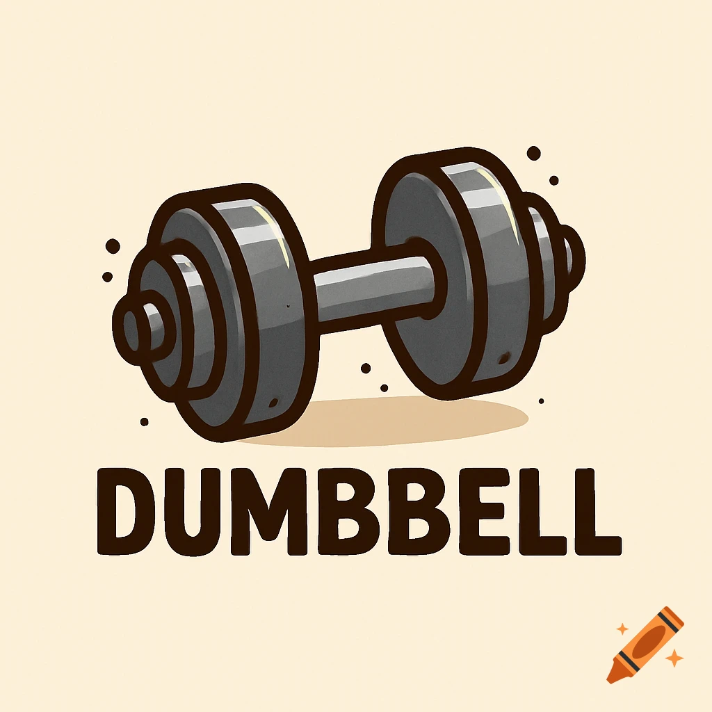 Cartoon illustration of a dumbbell.