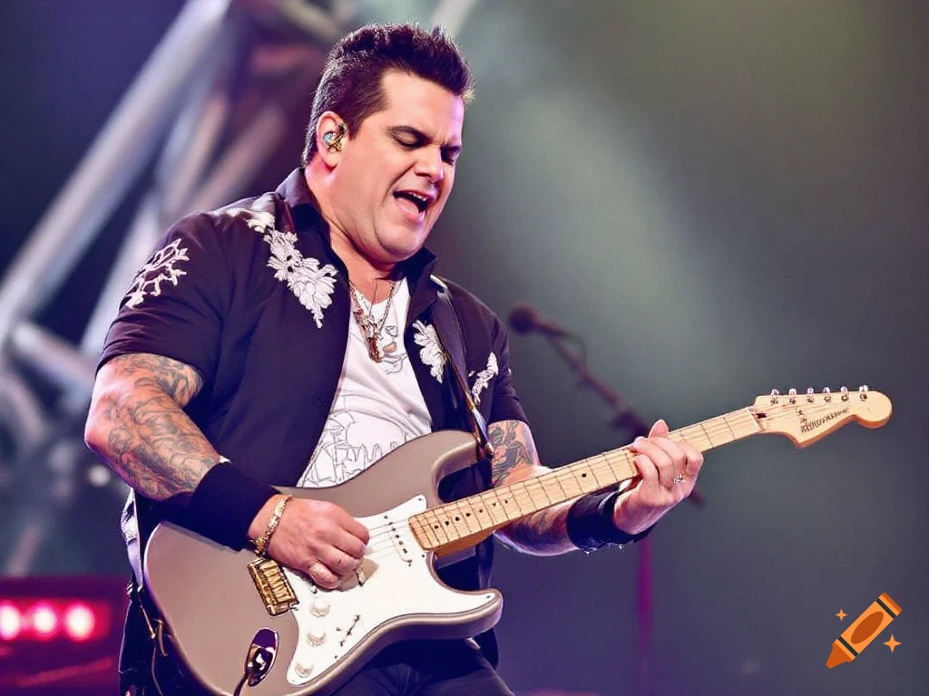 Musician playing a guitar on stage
