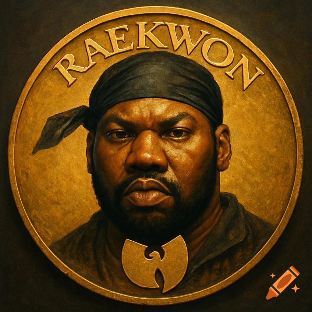 Portrait of Raekwon depicted as a golden coin