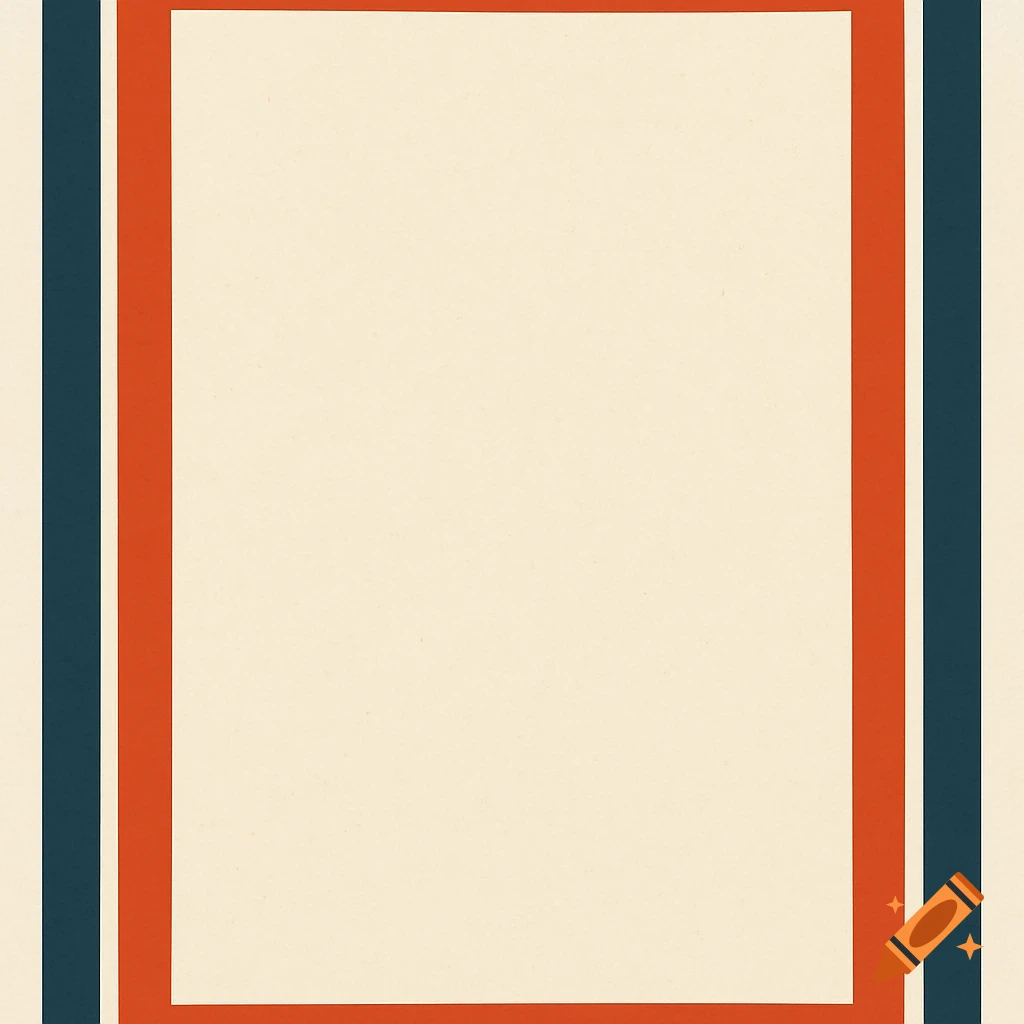 Abstract background with vertical blue and cream stripes and a red-orange rectangular border.