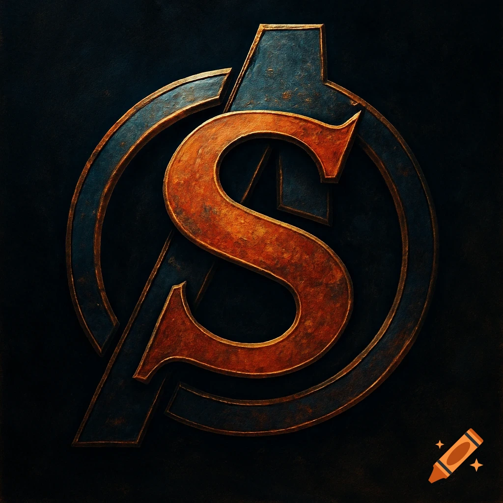 Textured metallic logo combining letter S with the Avengers symbol