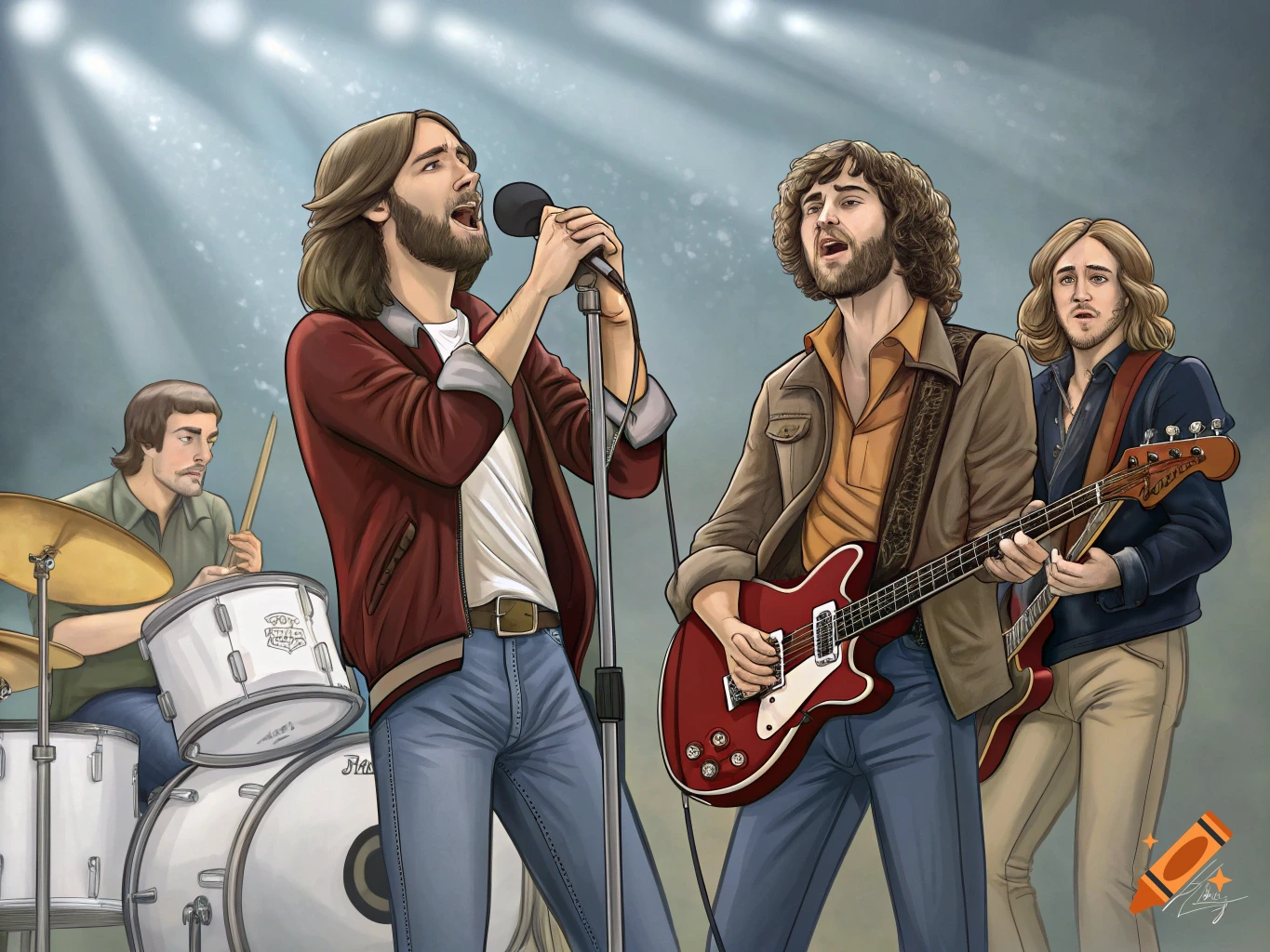 Illustrated band performs on stage