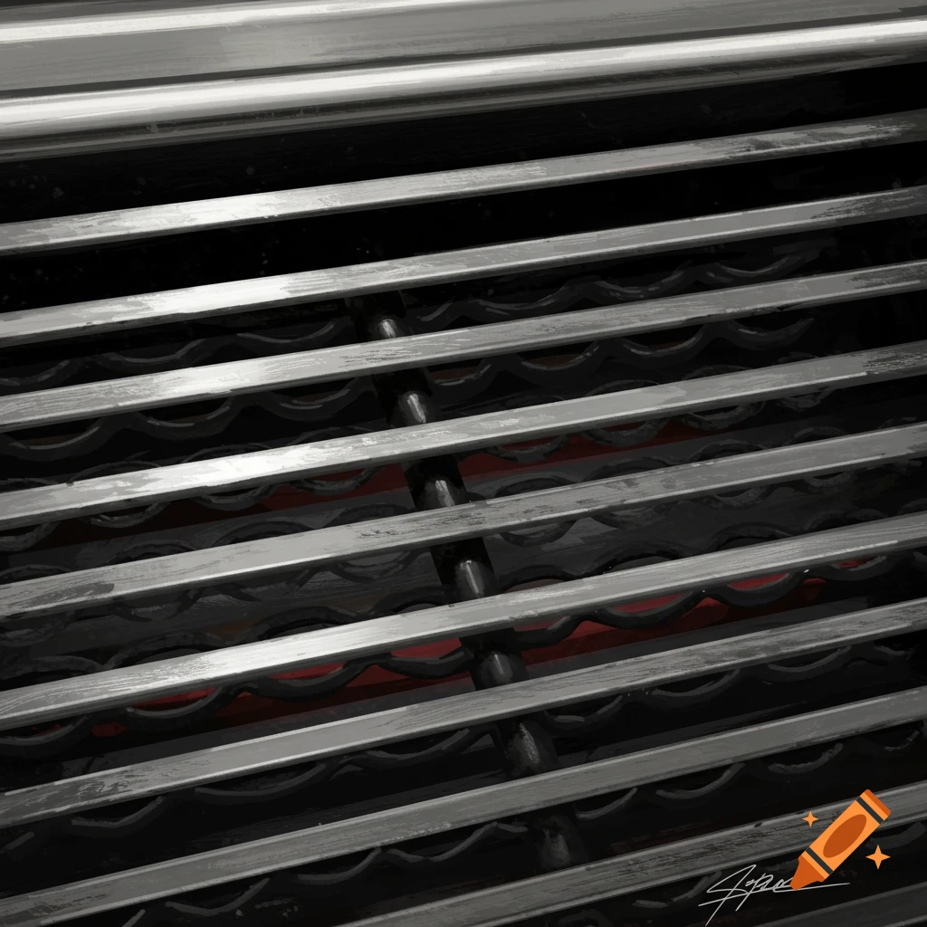 Close-up view of a stainless steel grill grate.