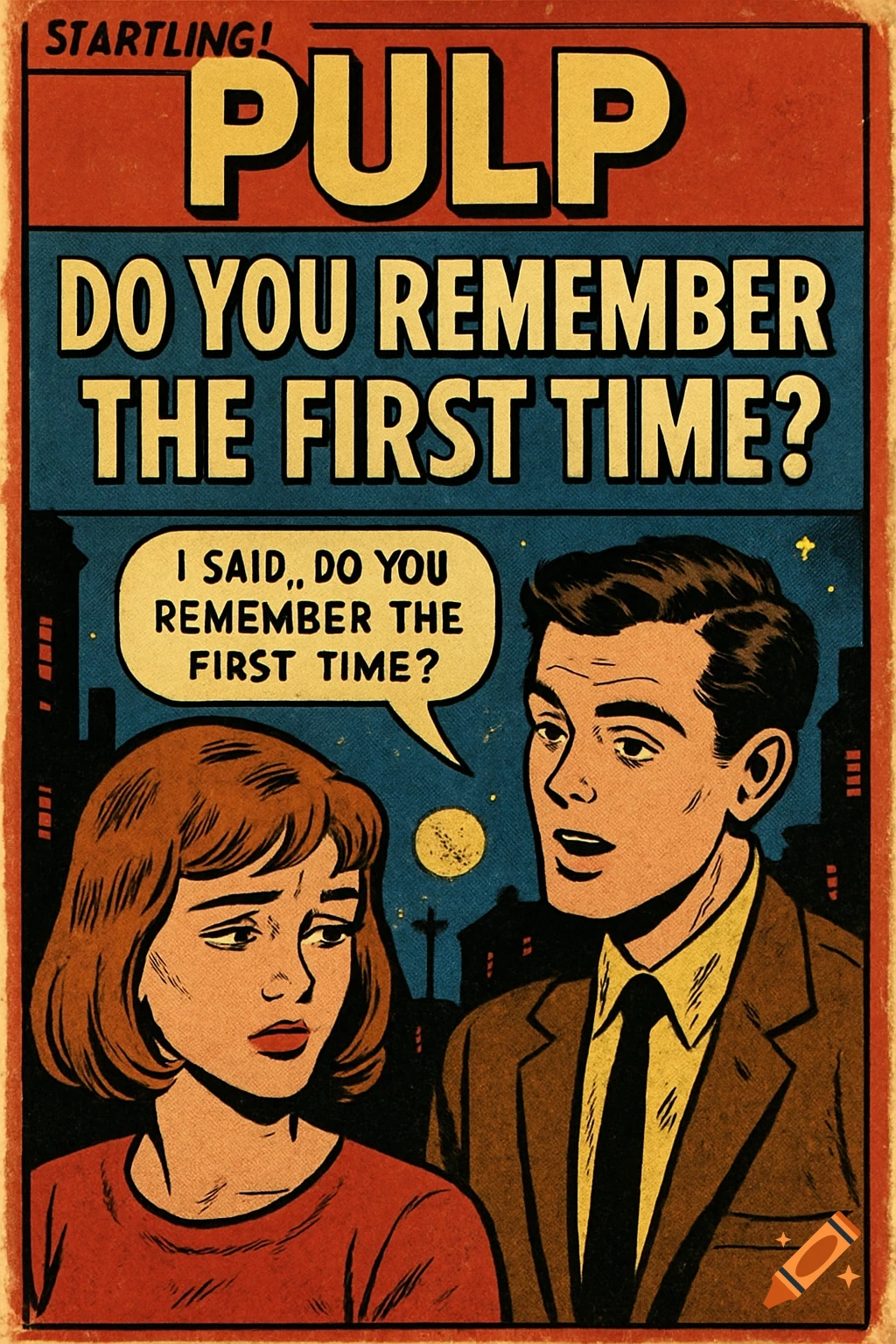 Vintage comic book cover featuring a man and woman with the title 'Do You Remember The First Time?'